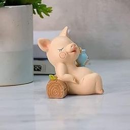 Ftoon Props Miniature Cute Pig Resting Garden Decor, Table Decor, Dashboard-image-83