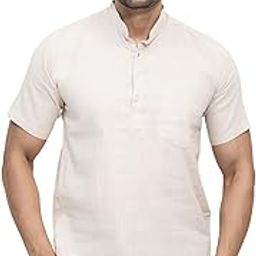 Mens Solid Half Sleeve Cotton Short Kurta-image-7