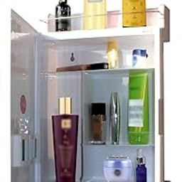 Bathroom Cabinet with Mirror | Storage Organiser | Strong Plastic Bathroom Shelves Wall Mounted | Mirror Cabinet | White-image-45