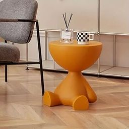 Homero Modern Round Side Table with Hidden Storage | Sturdy & Durable Construction | Multipurpose Functionality for Home, Kitchen & Office | Sleek Minimalist & Compact Design (Orange)-picture-16