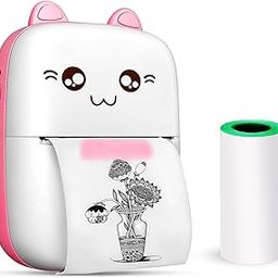 SEIBEN Mini Bluetooth Thermal Label Printer, Cartoon Label Printer Inkfree Photo Printer for Android & iOS System, Thermal Printer with 1 Roll HD Print Paper. Pink. 1 Year Warranty on Printer.-picture-18