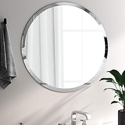 Round Adhesive Mirror Sticker – Self-Stick Wall Mirror for Bathroom, Bedroom, Living Room & Tiles athroom Mirrors for Over Sink - Oval Frameless Mirror-30