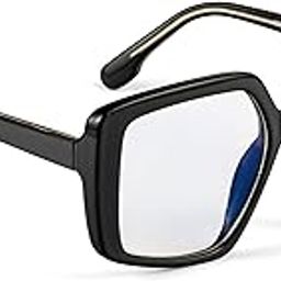 PERKEY Square Blue Cut Light Blocking Computer Eyeglasses for Men Women-image-15