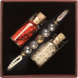 Men's Natural Certified Stone Rakhis for Brother/Bhai/Bhaiya Chakra, Evil Eye, Pyrite, Om | Each Includes Roli Chawal in Glass Bottles and Greeting Card (Money Magnet Pyrite)-image-8