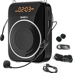 SHIDU S298 Bluetooth Portable Voice Amplifier for Teacher with Microphone Headset,2000 mAh Personal Speaker,Rechargeable Support MP3 LED Screen for Teachers,Tour Guide,Coaches,Classroom(Black) (S298)-1