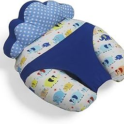 Kradyl Kroft Feeding Pillow with Crown Fence | 100% Cotton Removable Cover | Nursing Pillow with Fence for Feeding and Infant Support (Cute Ellis)-image-15