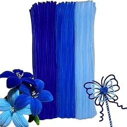 Pipe Cleaners for Craft Bulk, Pipe cleaner for Craft Flower, Fluffy Chenille Stems for Making Shapes, Flowers, & Decorations(12 inches x 0.24 inches) (Shades of Blue, 300 Pc)-picture-31