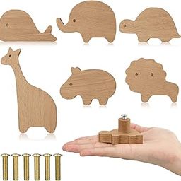 Qunclay Wooden Animal Cabinet Knobs Decorative Wood Dresser Knobs with Screws Dresser Pulls Wood Marine Woodland Animals Knobs Furniture Knobs Nursery Drawer Handles for Decor (Zoo, 6 Sets)-image-24