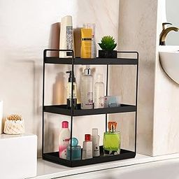 Kuber Industries 3-Tier Rust-Resistant Bathroom Organiser Stand | Space-Saving Bathroom Racks And Shelves for Soap, Shampoo & Toiletry Storage | Black-36