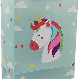 Rainbow Unicorn Printed Gift Bags For Gifting | Weddings | Birthday | Holiday Presents (Size 9 X 7 X 3 Inch | Pack Of 10), Multicolor-14