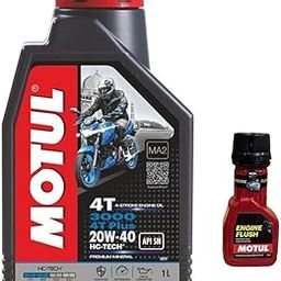 Motul 3000 4T Plus 20W40 API SN HC Tech Engine Oil for Bikes (1 L) and Engine flush combo-8