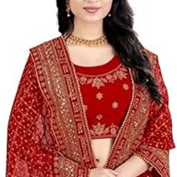 2.5M Red Net Sada Saubhagyawati Bhav Bridal Wedding Dupatta | Bridal Women's Net Dupatta | Traditional Dulhan Entry Chunni | Designer Contrast Dupatta for Lehenga Saree-picture-28