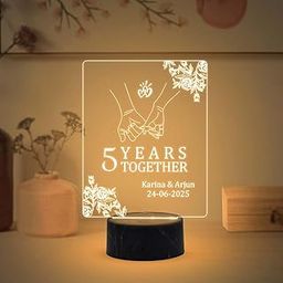 Gift Me Bazar Personalized 5 Years Together Led Table Lamp 5th Anniversary Gift for Couple | Gift for Husband Wife Girlfriend Boyfriend 5th Anniversary Gift for Wife Warm White Light & USB Powered-image-93