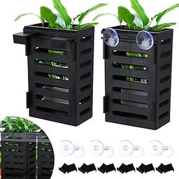 VAYINATO 2 Pcs Black Hanging Water Plant Holder (Box Type) Pot For Aquarium Fish Tank, Aquaponics And Hydroponics With Hooks And Suction Cups For Easy Installation By Petzlifeworld-image-45
