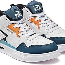 Men's White Casual Sneaker Hi-Neck Shoes with Synthetic Upper Lightweight Comfortable Mid Top Sneaker Shoes for Men's & Boy's Boston-13-picture-3