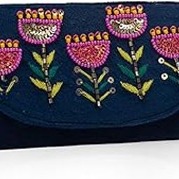 Tropical Blue Hand Embroidered Sunglass Cover, Stylish Velvet Sunglasses Case | Soft Protective Eyewear Pouch | Magnetic Closure | Compact & Lightweight | Unisex Glasses Holder-image-88