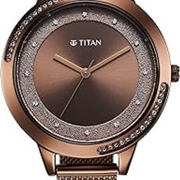 Razzle Dazzle Quartz Analog Brown Dial Stainless Steel Mesh Strap Watch for Women-image-88