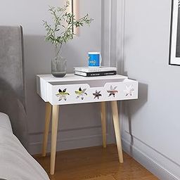 Raafi Estrella Wooden Bedside Table with Storage Drawer (White)-picture-16