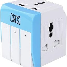 MX 3 Pin Multi Plug Socket - Universal Travel Adapter with Individual Switch Safety Shutter LED Indicator - 3pin 3 Way Plug Extension Socket Universal for Home Office (5A-250V)-7