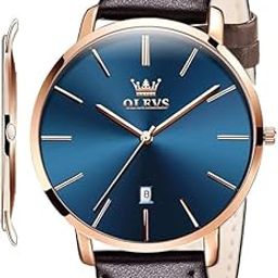 Mens Watches Minimalist Ultra Thin Fashion Casual Analog Quartz Date Watch Waterproof Slim Simple Big Face Dress Wrist Watch with Retro Leather Band for Men-image-46