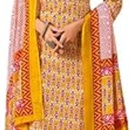 Women Yellow Cotton Blend Printed Straight Kurta With Afghani Salwar & Printed Dupatta | Kurta Palazzo Loose Pant | Straight Salwar Kameez | Embroidery Sequins Kurta Set-image-25