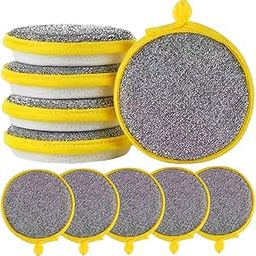 Alipis Dish Washing Scrubbers Set of 20 Round Dishwashing Sponge Non-Scratch Design-image-63