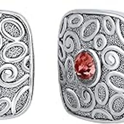 Solitaire Pink Crystal Silver Plated Squarish Cufflink for Mens and Boys (CL1100543R)-image-13