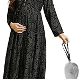 momtobe Women's Rayon Maternity Dress/Pregnancy Dress/Easy Breastfeeding Dress/Western Dress with Zippers for Nursing Pre and Post Pregnancy-picture-46
