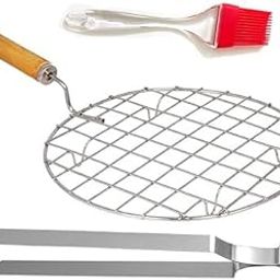 Round Papad Roaster with Roti Chimta and Silicon Butter Single Brush-(Multi-Pack of-3)-image-2