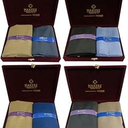 Fabrics Men's Cotton Shirt and Trouser Unstitched Fabric Set of 4 - Velvet Gift Pack (Multicolour_Free Size) 10-12