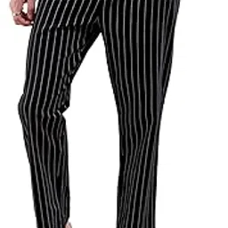 the indian garage co Men Mid Rise Regular Fit Striped Mid-Rise Elasticated Trousers-picture-19