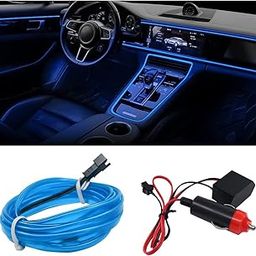 AutoBizarre Blue Color 5 Meters Car Interior Decoration Cold Light Line Electroluminescent Ambient Lighting EL Wire (Works With All Cars) (Blue)-image-22