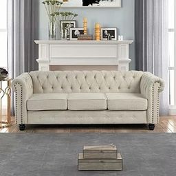 LEGACY OF COMFORT Adolina 82'' Upholstered Sofa 3 Seater Sofa Three Seater Sofa with for Living Room Guest Room Hotels Office (Beige Fabric)-image-56