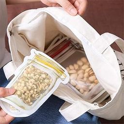 GlimmerGroove Reusable Jar Zip Storage Pouches – Pack of 6 | Leak-Proof Zipper Bags for Snacks, Spices & Craft Supplies-image-49
