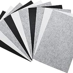 CANVASS Pack of 10 Bright A4 Size Multicolored Stiff Felt Sheet 1mm Thick for Craft (20cm*30cm) (A4 Size, Dk.Grey/Lt.Grey/White)-image-0