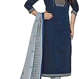 Women's Cotton Unstitched Dress Material (SGPRI1517 Blue Free Size)-picture-32