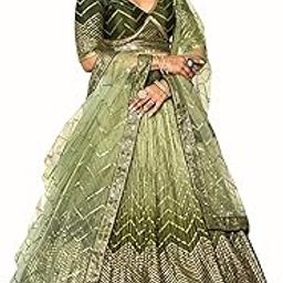 Women's Zari & Sequins Embroidered Art Silk New Semi-stitched Lehenga Choli With Dupatta (5057-Green-Womens-Lehenga-Choli-Latest; Free Size)-image-80