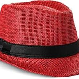 Men's Jute Classic Fedora Summer Hat (Red)-image-3