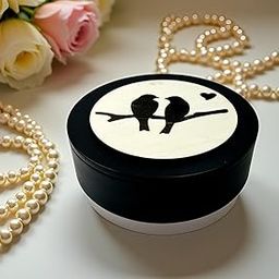 Angira handicrafts Decorative Wooden Jewellery Storage Box, Round Shape, Multipurpose, Dry Fruit Box, 16.5 x 16.5 x5cm AHS-DBR28-image-1
