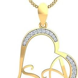 18KT Yellow Gold SA Initials Heart Pendant for Women-image-24