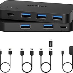 BENFEI USB 3.0 Switch, 2 Computers Share 3*USB 3.0 and 1*USB C, Remote Control, Compatible with Windows, Mac, Linux-image-42