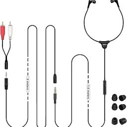 SIMOLIO Anti-Dropping Wired TV Earphone with Volume Control, Extra Long Cord Headphone with Mic for TV, PC, RCA & 3.5mm Cable Included, 14.9ft Extension Cable Earphone, Extra Soft Ear Tips, SM-901TV-picture-24