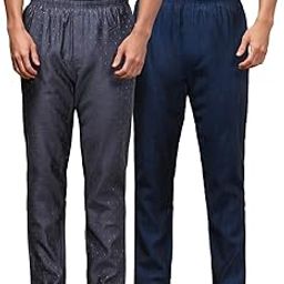 Mens Pack of 2 Cotton Blend Ethnic Wear Ethnic Motif & Textured Pyjama with Elasticated Waistband and Side Pockets-picture-17