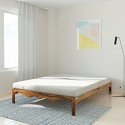 SS WOOD FURNITURE Sheessham Solid Wood Mehraab Queen Size Solid Sheesham Wood Bed Without Storage Without Headboard (Natural Finish) - Natural Sheesham Finish (Mehraab Bed)-picture-11
