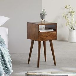 Furniture Solid Wood Bedside Table: Designer Nightstand with 1 Drawer and 1 Shelf - End Table for Bedroom-23