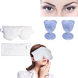 Widely Pure Cotton eye mask and eye cloth with 2 eye wash cup transparent plastic hot and cold therapy pack for dark circles dry eyes, cooling eyes, pain relief , redness, eye patches, eye relaxing sleeping mask with user manual combo pack-image-34