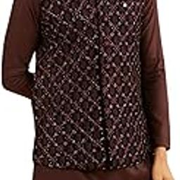 Men's Velvet Floral Embroidery Nehru Jacket (1pc)-image-28