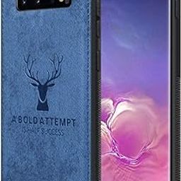 Apurb Store Back Cove for Samsung Galaxy S10 Plus 3D Deer Pattern Fabric Cloth Back Cover Case TPU Soft Frame Protection for Samsung Galaxy S10 Plus (Blue)-image-21