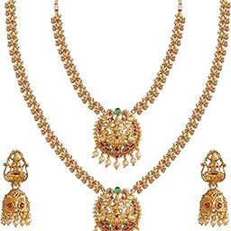 Antique Oxidised Plating Necklace With Earring For Women and Girls | Antique Temple Long Jewelry Set for Women & Girls (AN-346)-image-68