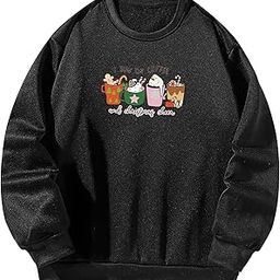 Women Sweatshirt Printed Fall Clothing for Backpacking Spring Autumn Walking Black | Clothing Shoes & Accessories | Womens Clothing | Sweats & Hoodies-image-88